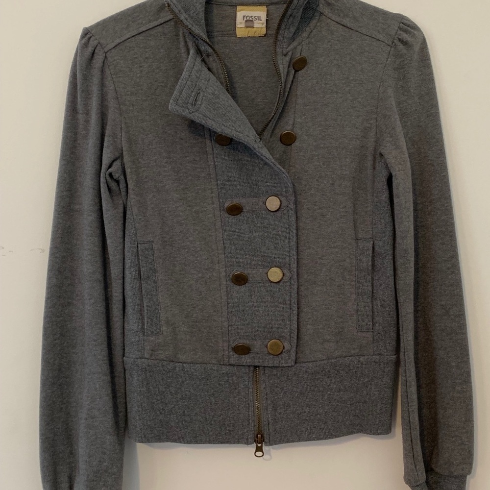 NWOT Fossil Military-Style Gray Sweater - Picture 2 of 12